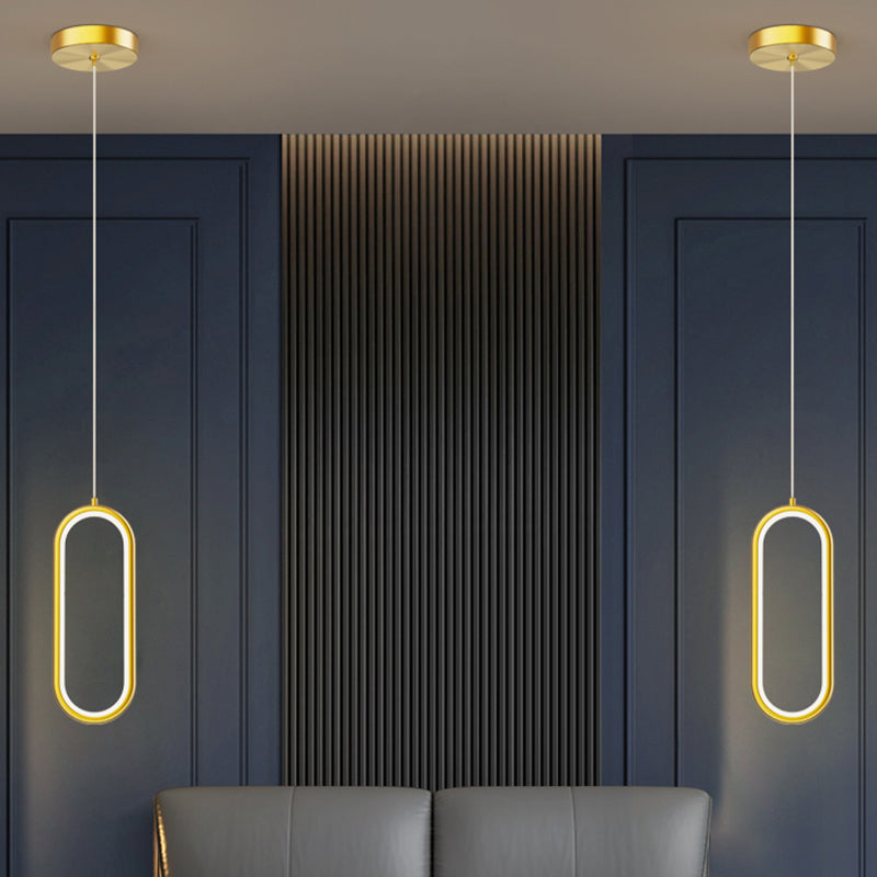 Linear Shape Hanging Light Modern Style Metal Hanging Lighting for Bedside