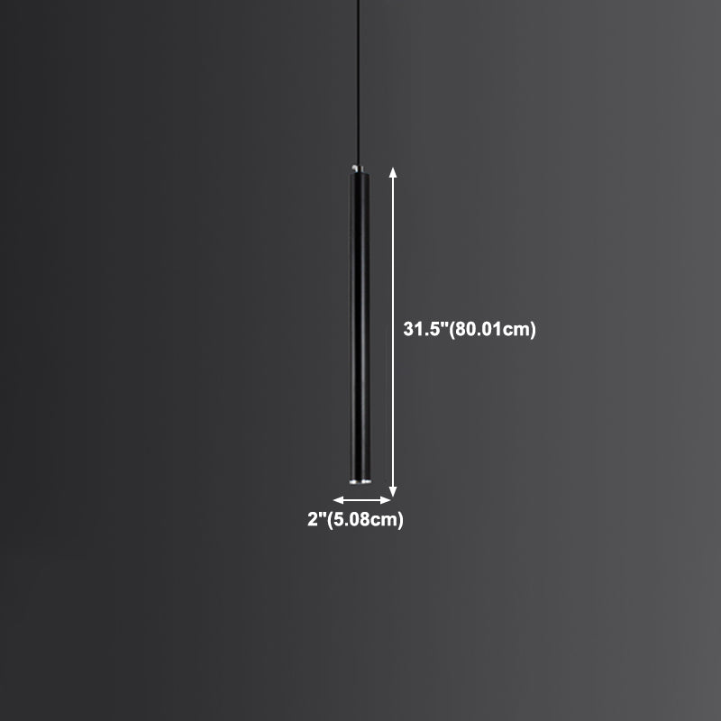 Cylindrical Shape Metal Hanging Lights Modern Style Hanging Light Fixtures in Black