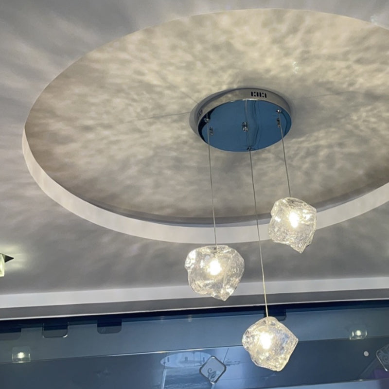 Multi Lights Geometric Cluster Pendant Light Modern Style Glass Down Lighting