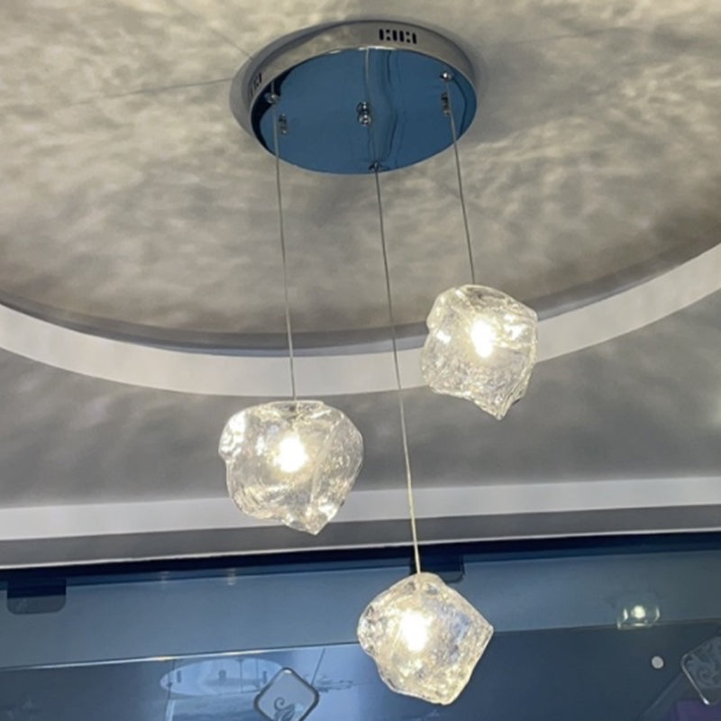 Multi Lights Geometric Cluster Pendant Light Modern Style Glass Down Lighting