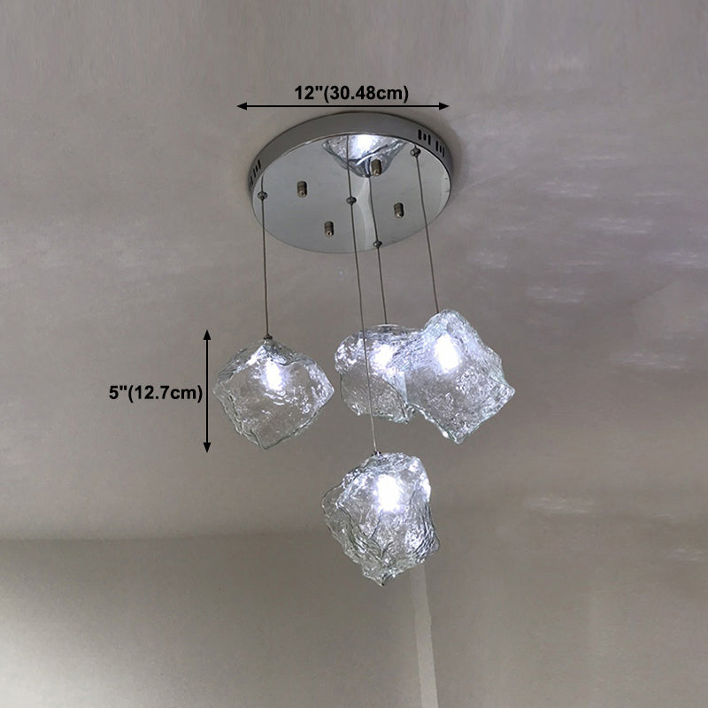 Multi Lights Geometric Cluster Pendant Light Modern Style Glass Down Lighting