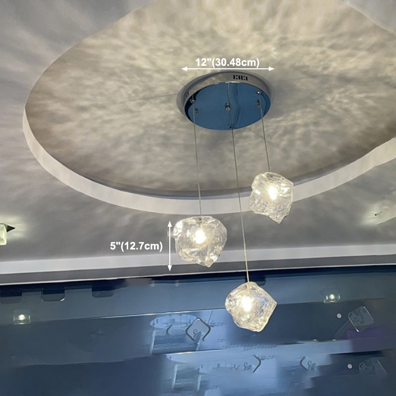 Multi Lights Geometric Cluster Pendant Light Modern Style Glass Down Lighting