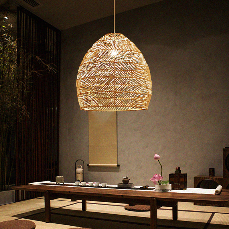 Rattan Hanging Light Contemporary Style Pendent Lighting Fixture for Sitting Room