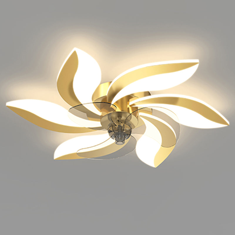 Ventola a soffitto in metallo a forma di fiore Stile moderno a 6 luci a soffitto ventilatore