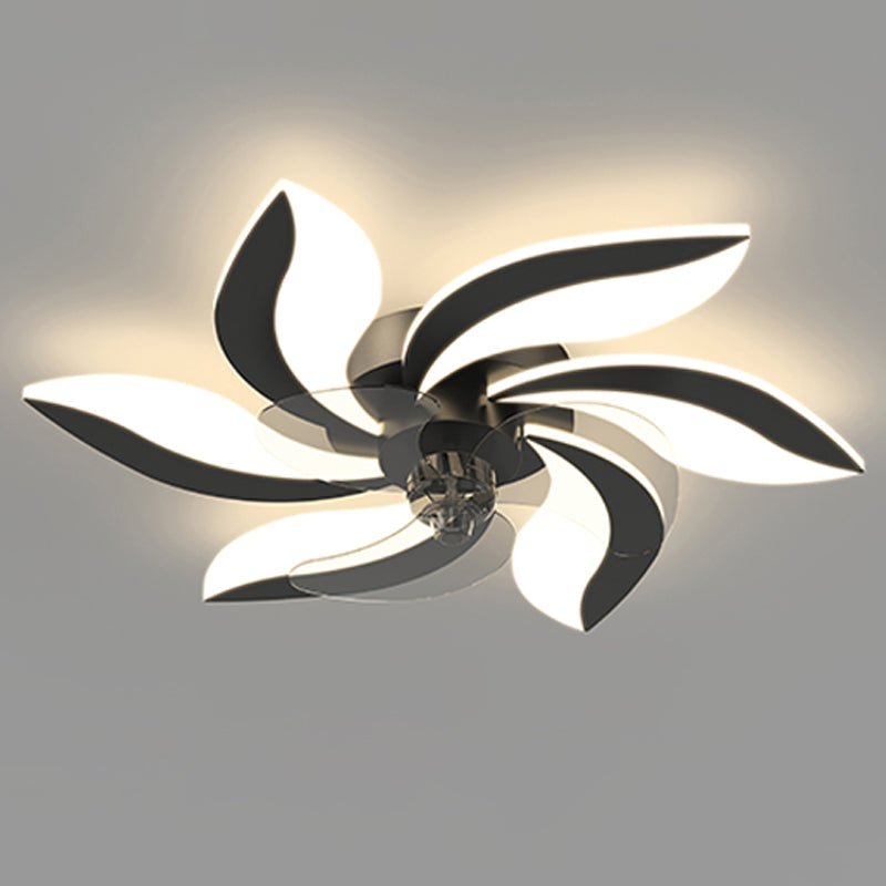 Ventola a soffitto in metallo a forma di fiore Stile moderno a 6 luci a soffitto ventilatore