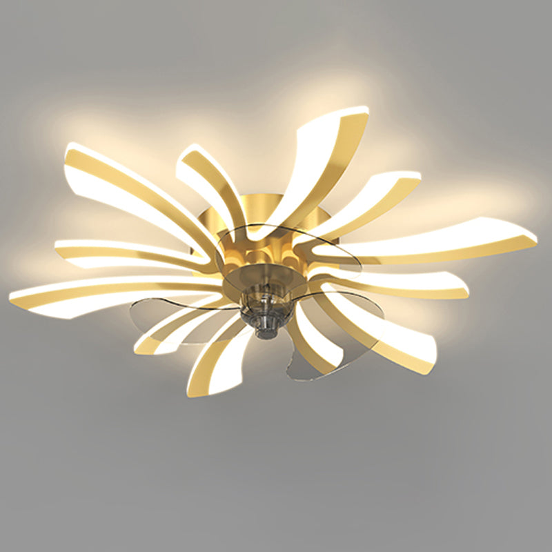 Ventola a soffitto in metallo a forma di fiore Stile moderno a 6 luci a soffitto ventilatore