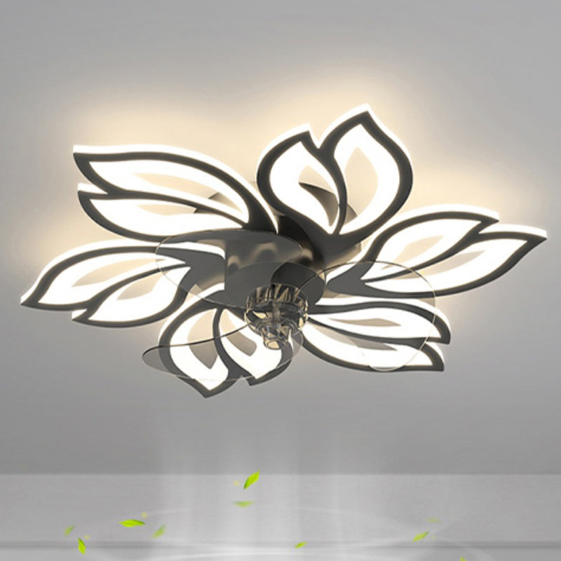 Ventola a soffitto in metallo a forma di fiore Stile moderno a 6 luci a soffitto ventilatore