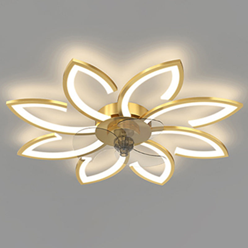 Ventola a soffitto in metallo a forma di fiore Stile moderno a 6 luci a soffitto ventilatore