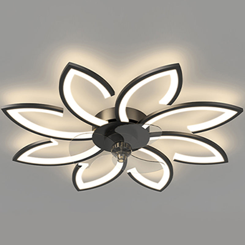 Ventola a soffitto in metallo a forma di fiore Stile moderno a 6 luci a soffitto ventilatore