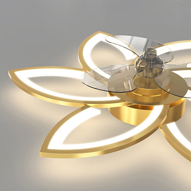 Ventola a soffitto in metallo a forma di fiore Stile moderno a 6 luci a soffitto ventilatore