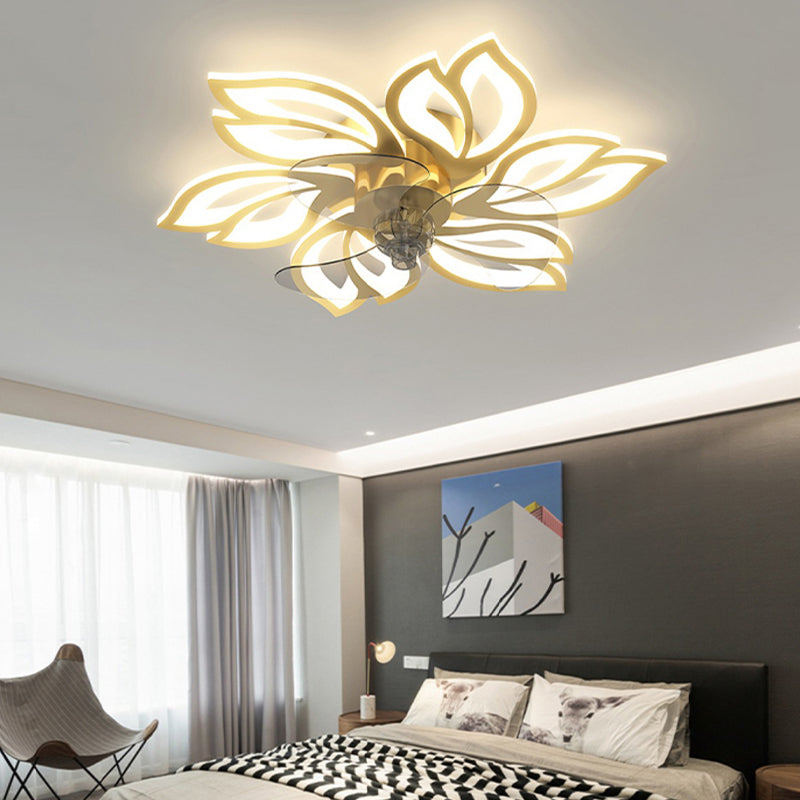 Ventola a soffitto in metallo a forma di fiore Stile moderno a 6 luci a soffitto ventilatore