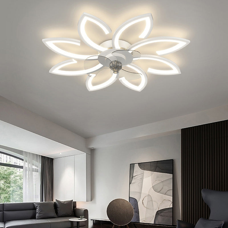 Ventola a soffitto in metallo a forma di fiore Stile moderno a 6 luci a soffitto ventilatore