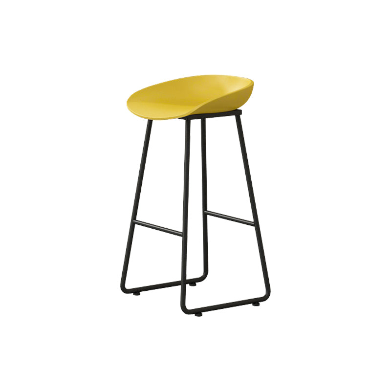 Modern Armless Backrest Counter Stool Iron Kitchen Bar Stool with Plastic Seat