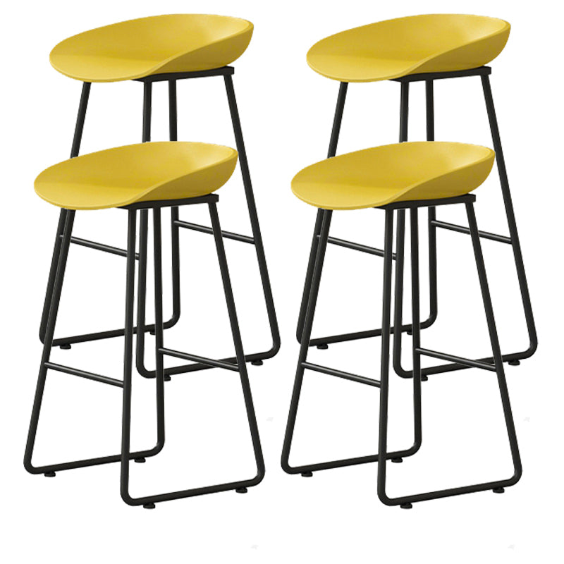 Modern Armless Backrest Counter Stool Iron Kitchen Bar Stool with Plastic Seat