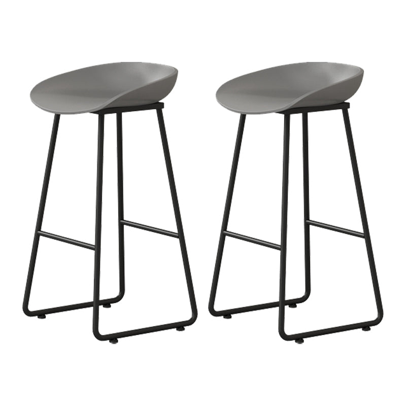 Modern Armless Backrest Counter Stool Iron Kitchen Bar Stool with Plastic Seat