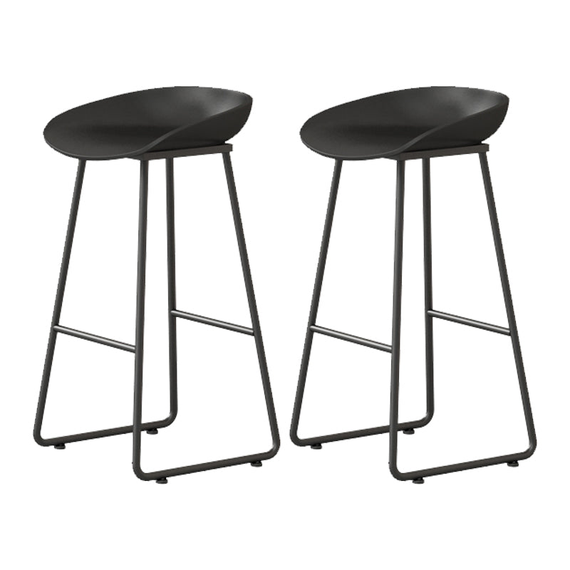 Modern Armless Backrest Counter Stool Iron Kitchen Bar Stool with Plastic Seat