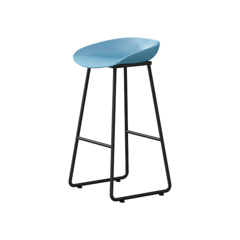 Modern Armless Backrest Counter Stool Iron Kitchen Bar Stool with Plastic Seat