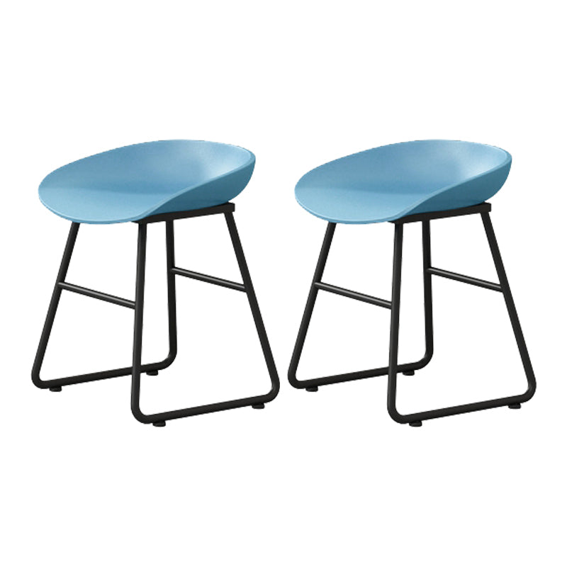 Modern Armless Backrest Counter Stool Iron Kitchen Bar Stool with Plastic Seat