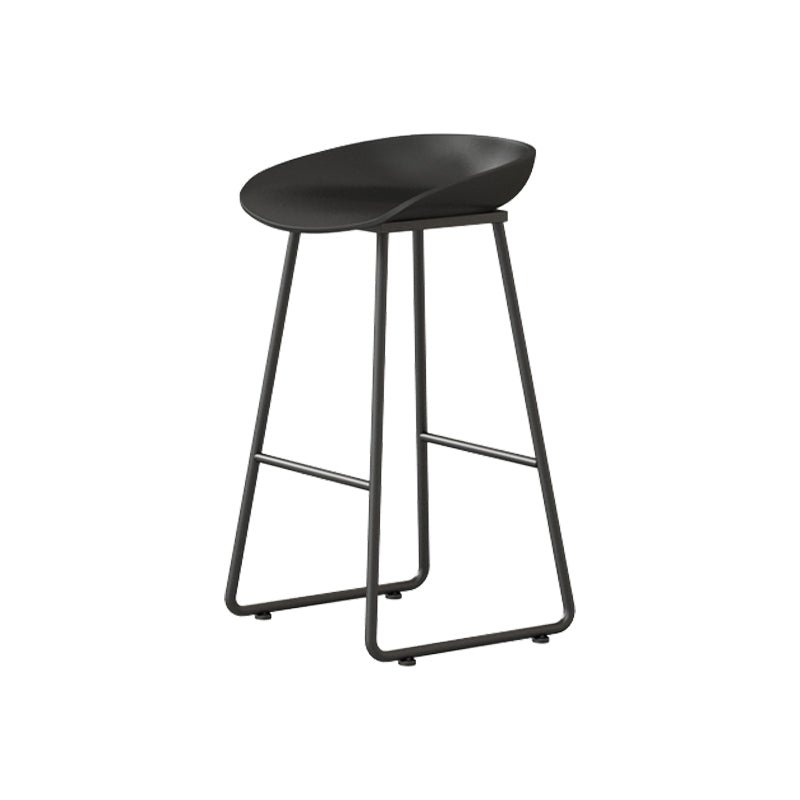 Modern Armless Backrest Counter Stool Iron Kitchen Bar Stool with Plastic Seat