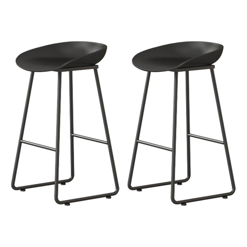 Modern Armless Backrest Counter Stool Iron Kitchen Bar Stool with Plastic Seat