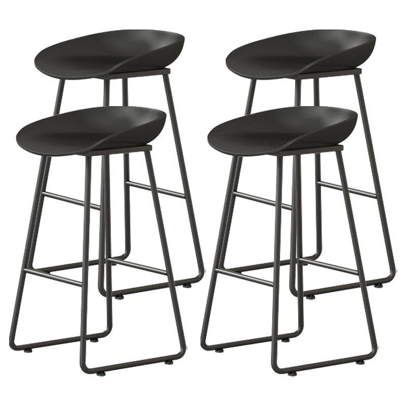 Modern Armless Backrest Counter Stool Iron Kitchen Bar Stool with Plastic Seat