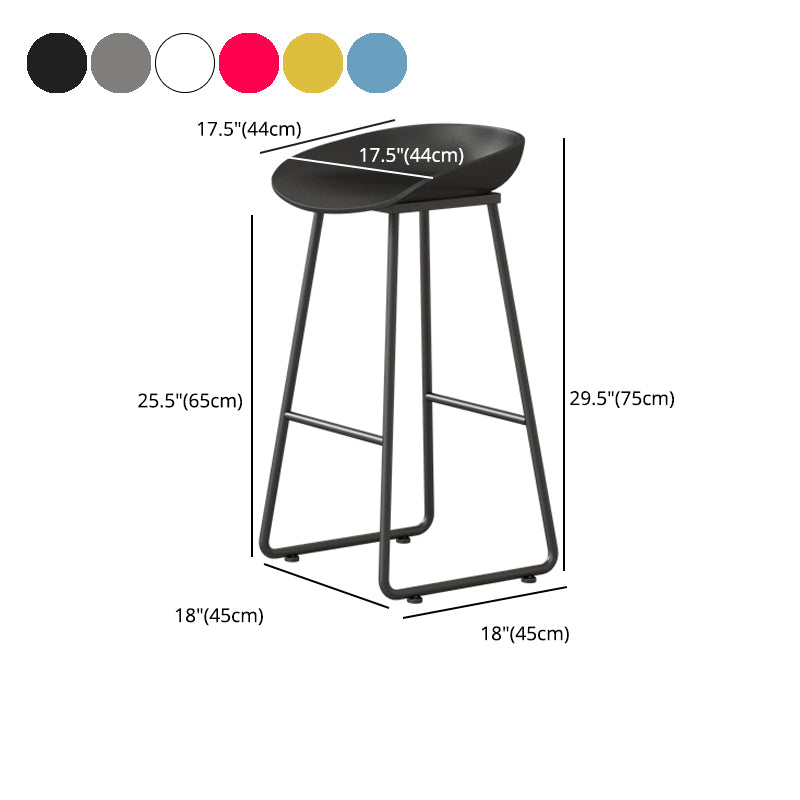 Modern Armless Backrest Counter Stool Iron Kitchen Bar Stool with Plastic Seat