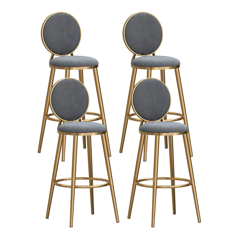Taburete de fragmento de respaldo de respaldo de brazo de glamour taburete de barra de acero con cojín de terciopelo