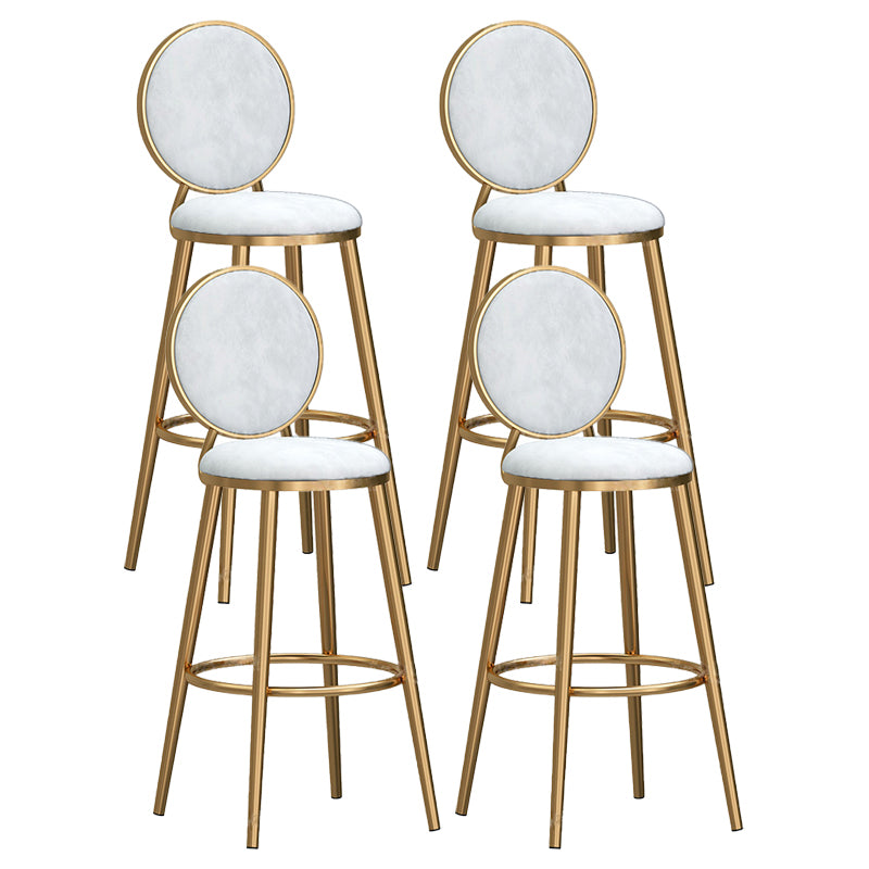 Taburete de fragmento de respaldo de respaldo de brazo de glamour taburete de barra de acero con cojín de terciopelo