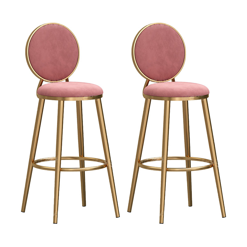 Taburete de fragmento de respaldo de respaldo de brazo de glamour taburete de barra de acero con cojín de terciopelo