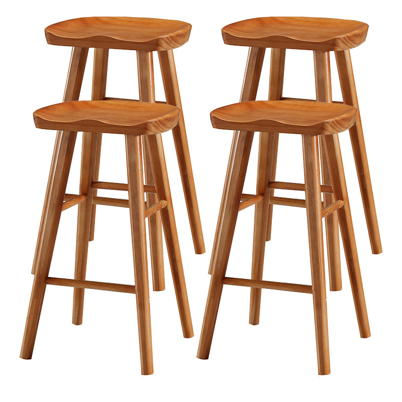 Modern Style Solid Wood Bar Stool with Footrest and Saddle Seat Indoor Bar Stool