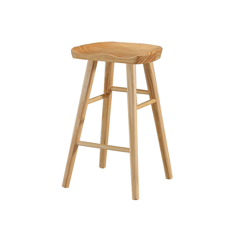 Modern Style Solid Wood Bar Stool with Footrest and Saddle Seat Indoor Bar Stool