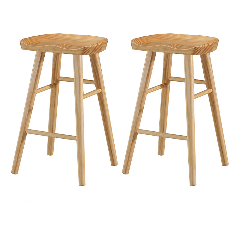 Modern Style Solid Wood Bar Stool with Footrest and Saddle Seat Indoor Bar Stool
