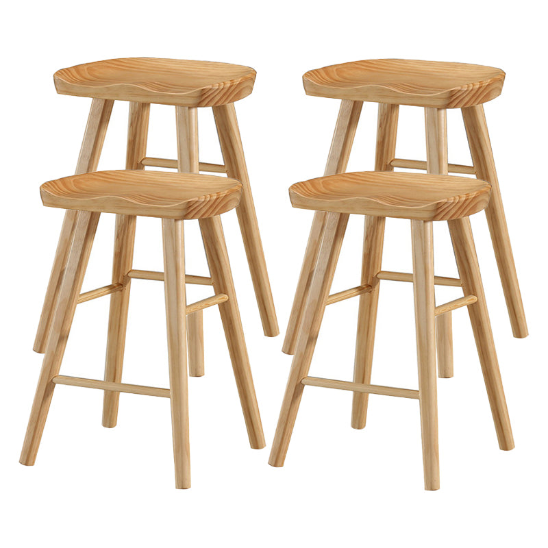 Modern Style Solid Wood Bar Stool with Footrest and Saddle Seat Indoor Bar Stool