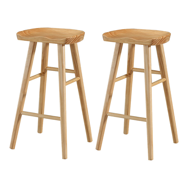 Modern Style Solid Wood Bar Stool with Footrest and Saddle Seat Indoor Bar Stool