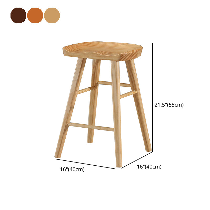 Modern Style Solid Wood Bar Stool with Footrest and Saddle Seat Indoor Bar Stool