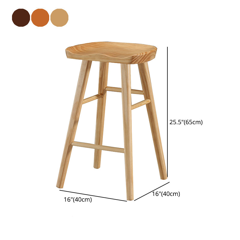 Modern Style Solid Wood Bar Stool with Footrest and Saddle Seat Indoor Bar Stool