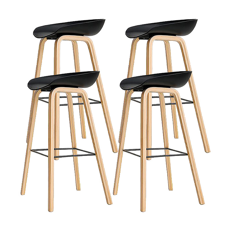 Taburete de bar de madera maciza de estilo moderno con reposapiés y taburete de bar con respaldo bajo de acrílico