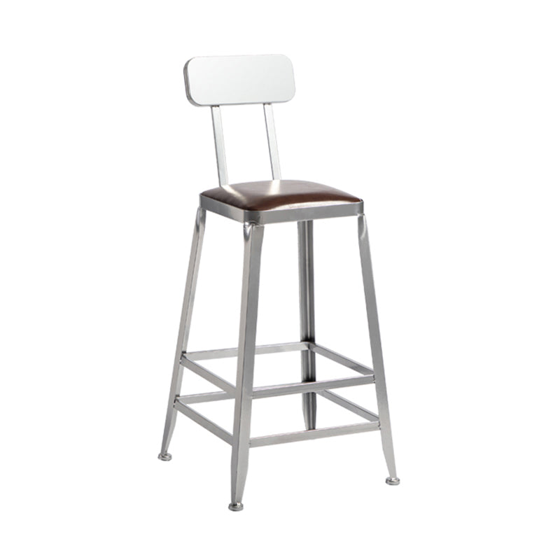 Taburete de bar moderno sin brazos, de hierro, para restaurante, con cojín y pedal de cuero