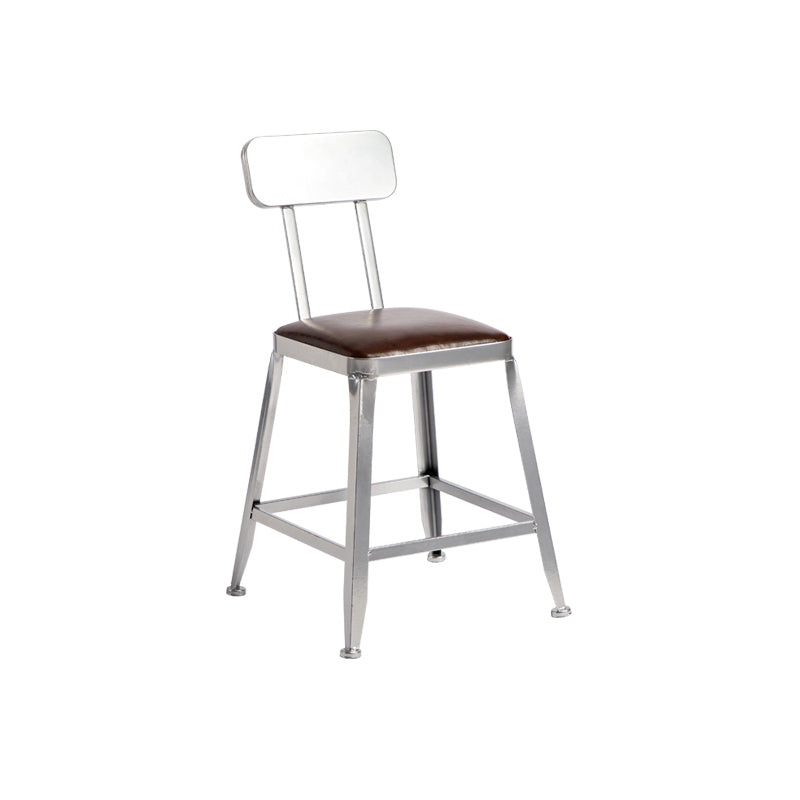 Taburete de bar moderno sin brazos, de hierro, para restaurante, con cojín y pedal de cuero