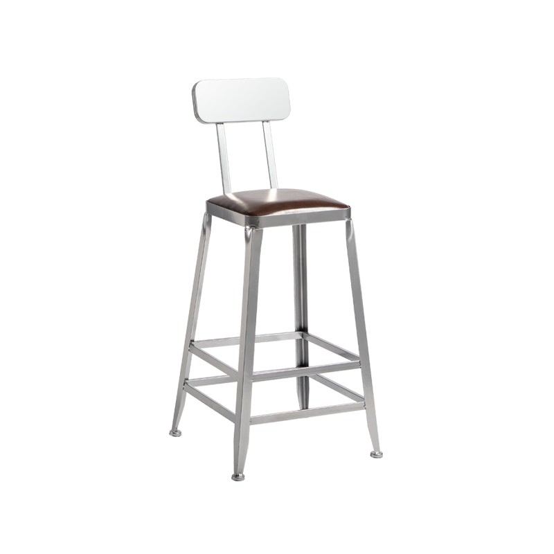 Taburete de bar moderno sin brazos, de hierro, para restaurante, con cojín y pedal de cuero