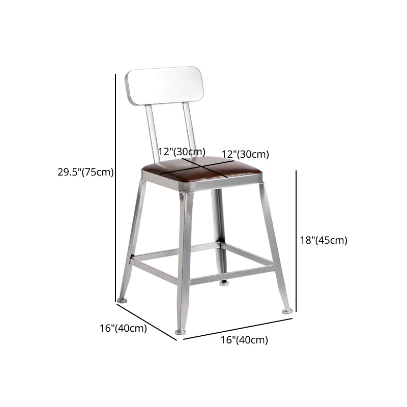 Taburete de bar moderno sin brazos, de hierro, para restaurante, con cojín y pedal de cuero
