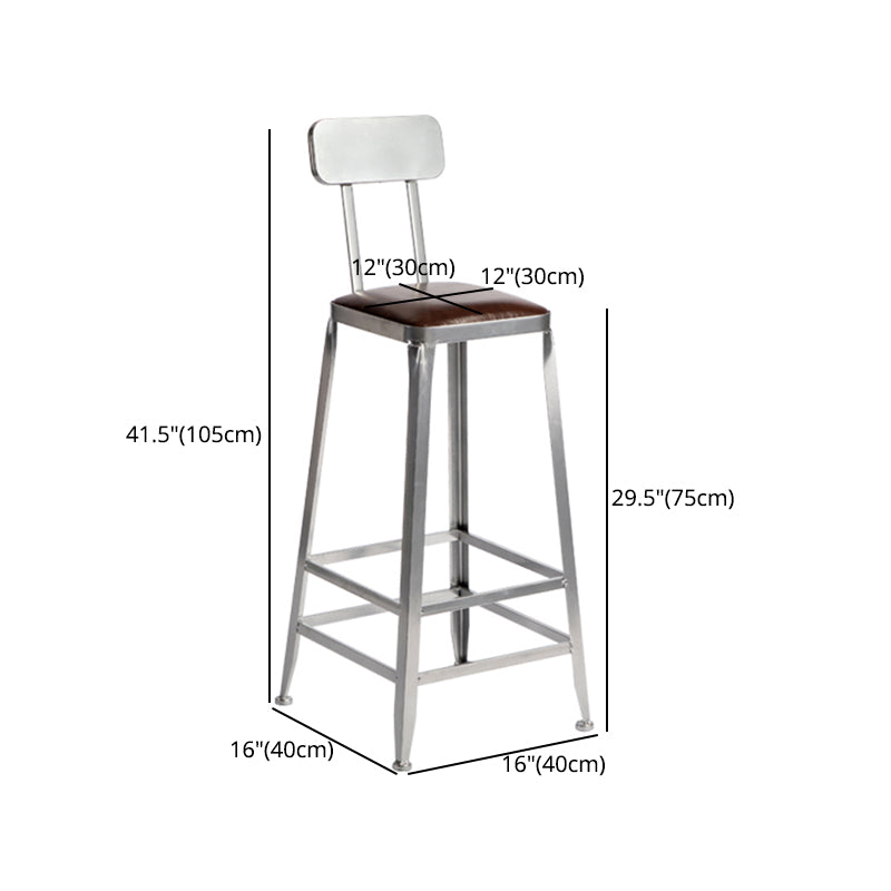 Taburete de bar moderno sin brazos, de hierro, para restaurante, con cojín y pedal de cuero