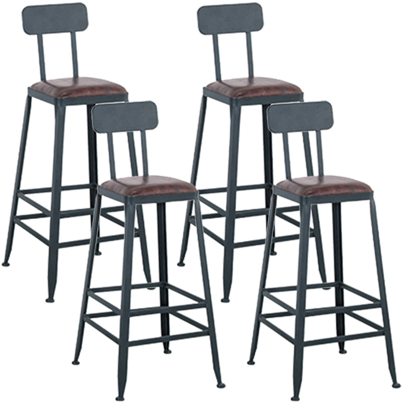Modern Style Metal Bar Stool with Footrest and Low Back Bistro Simple Bar Stool