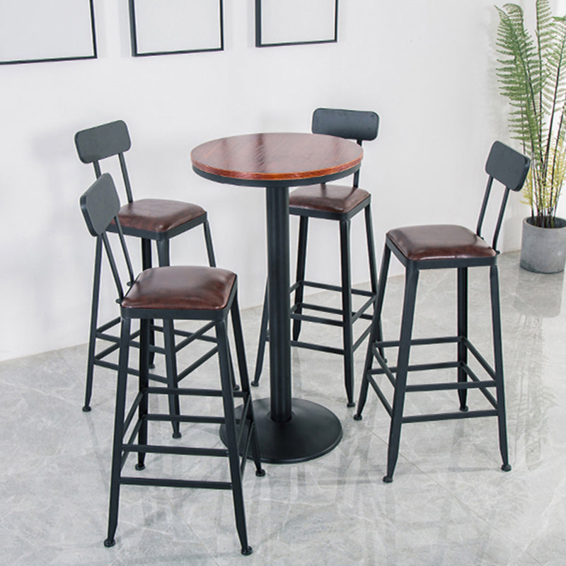 Modern Style Metal Bar Stool with Footrest and Low Back Bistro Simple Bar Stool