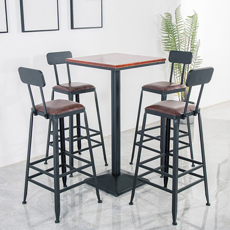 Modern Style Metal Bar Stool with Footrest and Low Back Bistro Simple Bar Stool
