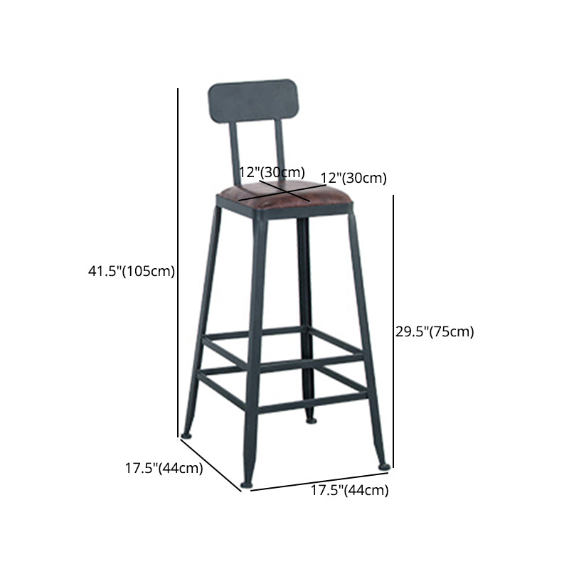 Modern Style Metal Bar Stool with Footrest and Low Back Bistro Simple Bar Stool