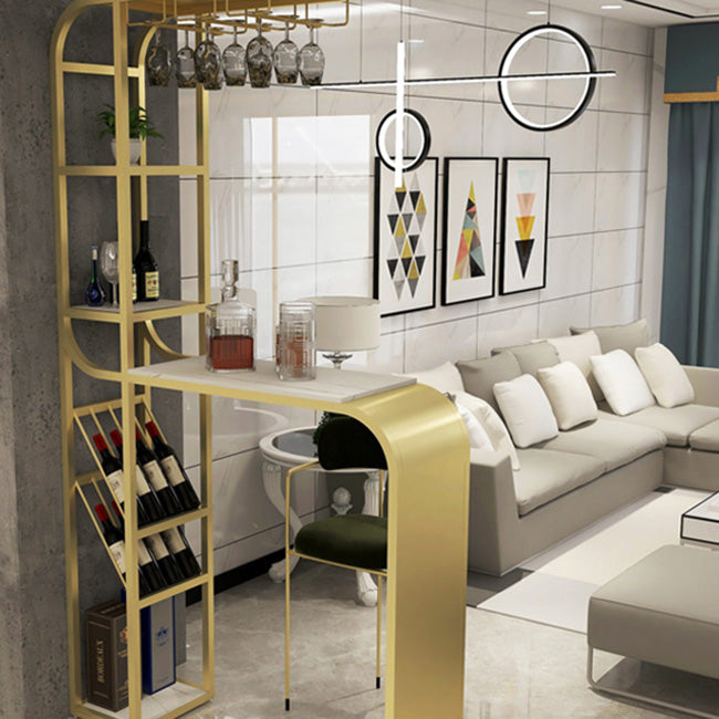 White and Black Modern Style Specialty in Faux Marble and Metal Milk Tea Shop Bar Table