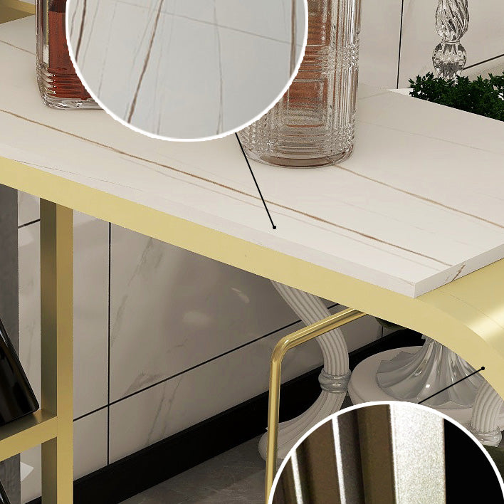 White and Black Modern Style Specialty in Faux Marble and Metal Milk Tea Shop Bar Table