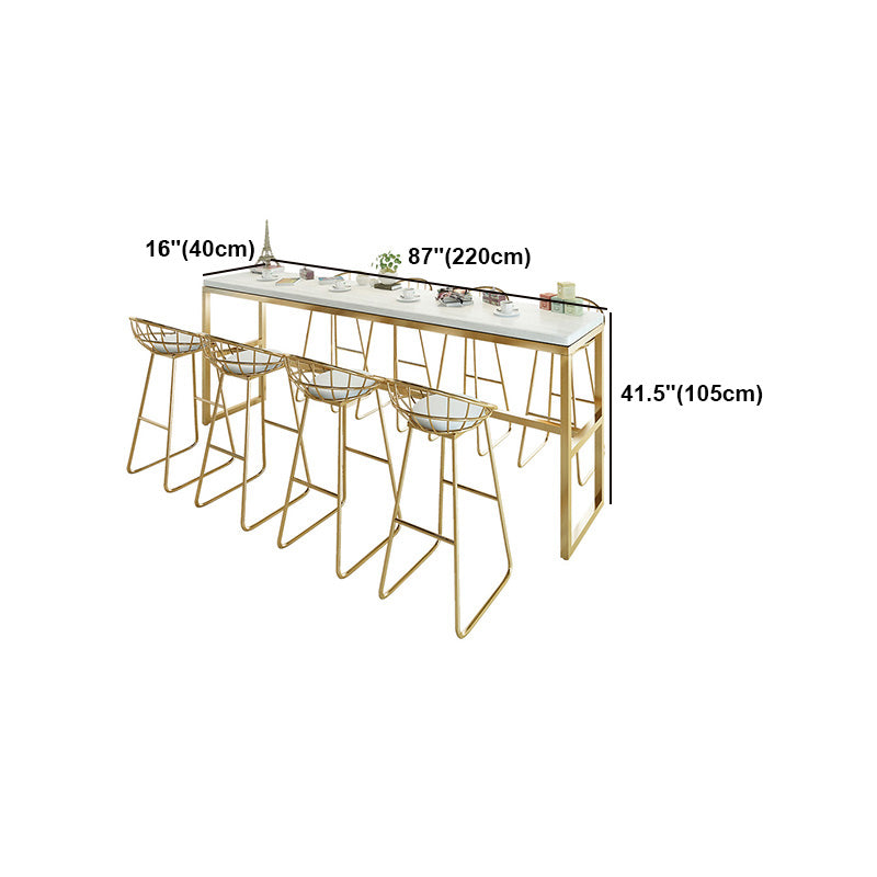 White Glam Style Counter in Faux Marble and Iron Milk Tea Shop Bar Table