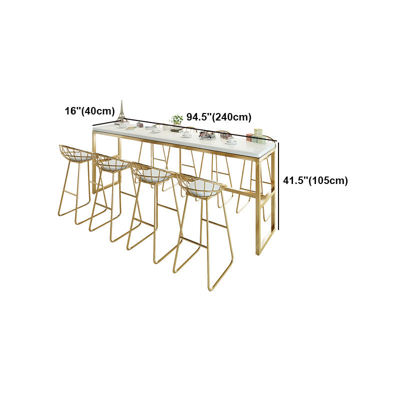 White Glam Style Counter in Faux Marble and Iron Milk Tea Shop Bar Table